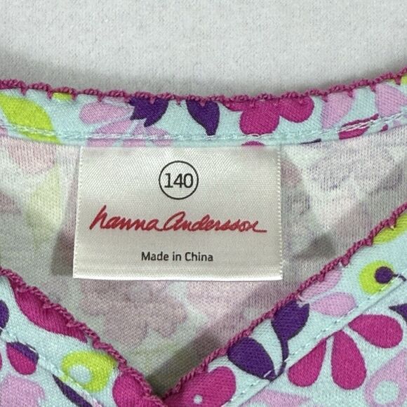 Hanna Andersson Pink Purple Floral Drop Waist Tunic Dress Girl's 140 US 10 - Picture 3 of 11